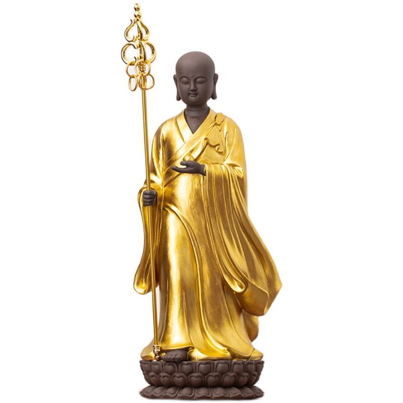 新中式禅意站立大号紫砂地藏王佛像家用客厅供奉玄关工艺装饰摆件