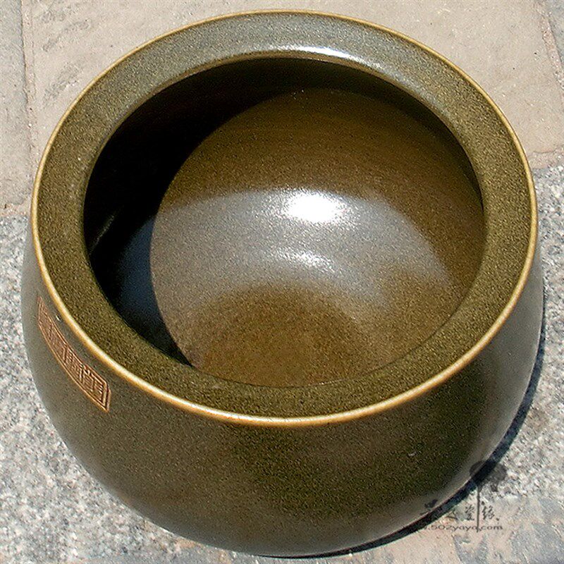 包邮玄关摆件景德镇陶瓷器仿古茶叶末釉聚宝盆睡莲碗莲盆荷花鱼缸