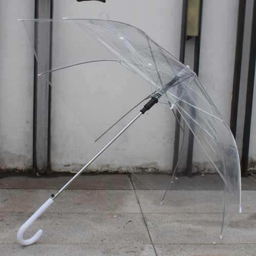 加粗加厚大号透明白网红女长直柄透明雨伞道具绘画伞定制LOGO广告