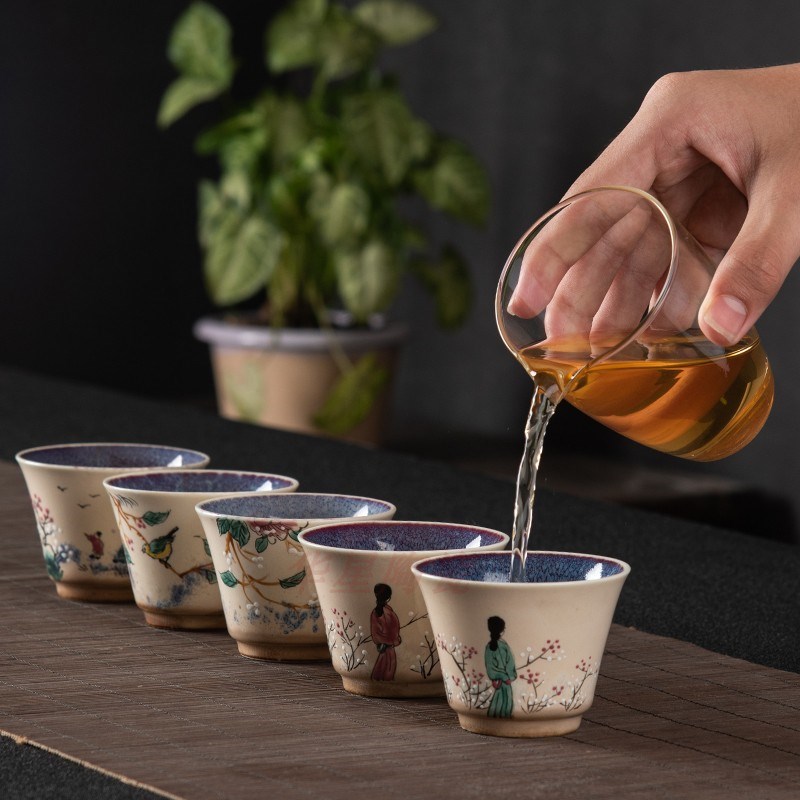 手绘茶杯子主人杯品茗杯窑变陶瓷功夫茶具茶杯小单杯家用礼品专用