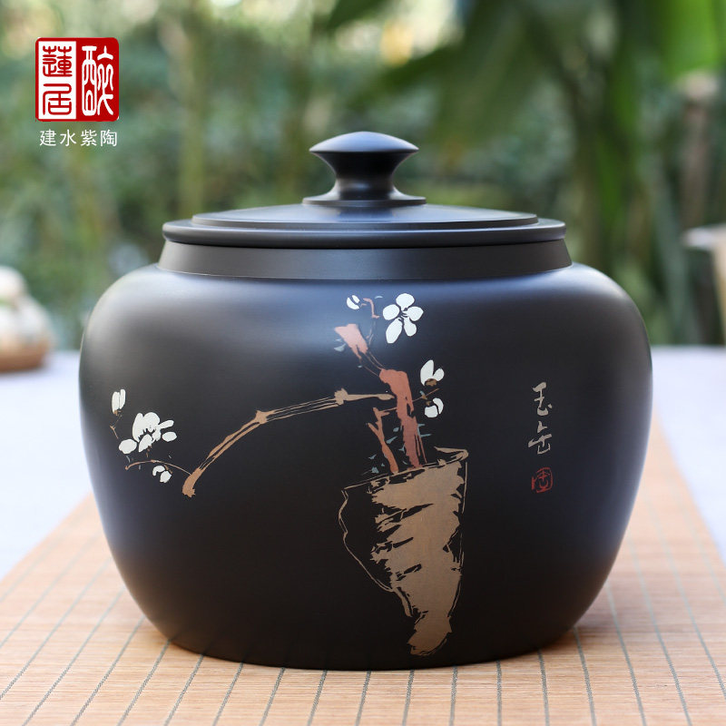 建水紫陶一斤装散茶罐储茶罐茶叶罐/普洱茶白黑茶茶罐U/散茶罐 C7