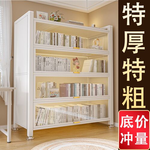 钢制书架带门儿童书柜亚s克力透明书柜客厅储物可收纳防尘柜展示