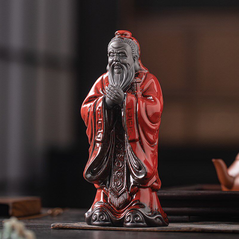 中式陶瓷工艺品历史人物孔子孔圣人摆件万世师表书房W博古架装饰