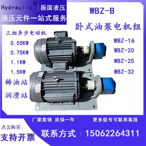 WBZ-16/WgBZ-25/WBZ-63/WBZ-40卧式油泵电机组0.75KW/1.1KW稀油站