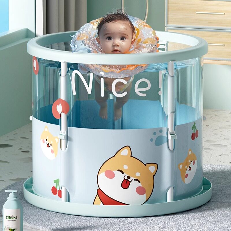 游泳桶新生婴幼儿家用泡澡桶可折叠透明I儿童宝宝洗澡桶小孩洗澡