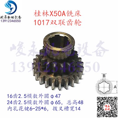 机床配件 桂林铣床配件X50A XQ5025B XQ5020B 变速箱1017齿轮