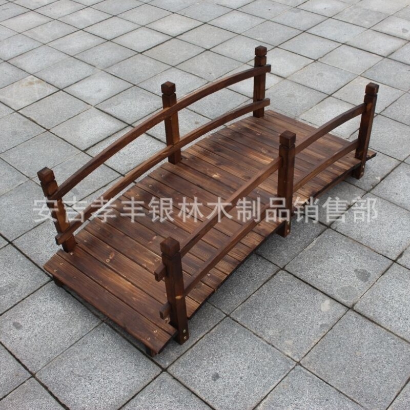 户外碳化防腐木制拱桥实木小桥花园小溪木桥庭院小河仿古景观桥