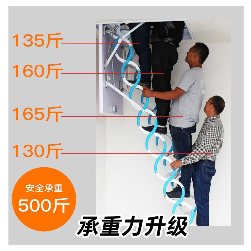加厚阁楼伸缩楼梯家用隐形拉伸升降折叠复式别墅电动伸缩室内梯子