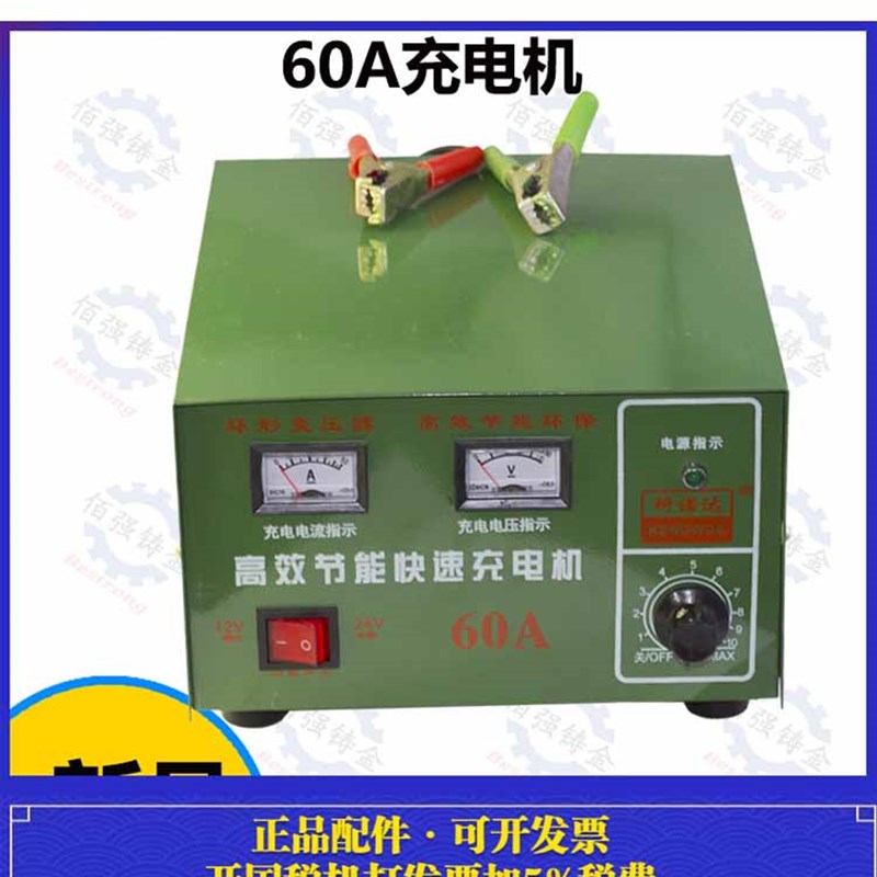 纯铜汽车摩托车充电器电瓶充电器6v12v24v蓄电池充电器充电机60A