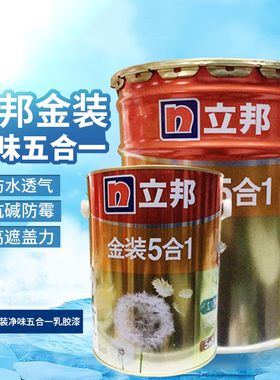 立邦漆金装净味五合一乳胶漆 内墙面漆水漆油漆涂料 刷墙漆18L