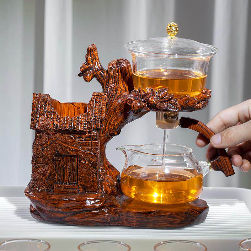远舍耐热玻璃半全自动茶具套装简易家用蟠桃懒人泡茶神器功夫茶杯