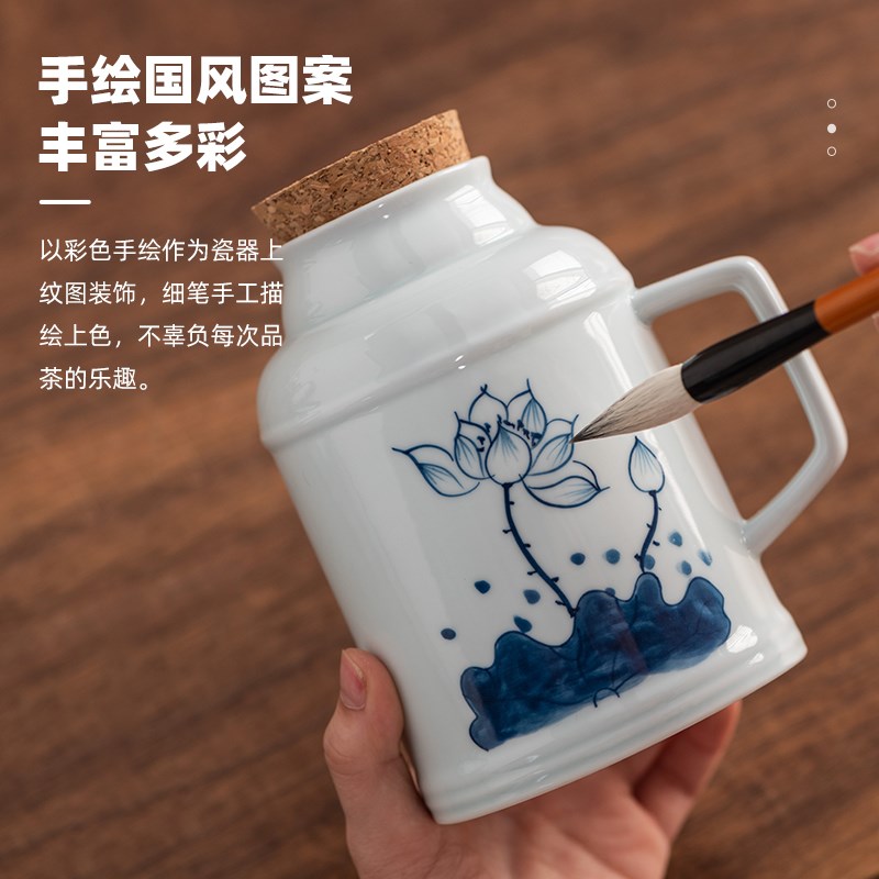 小暖壶家用复古带盖陶瓷水壶个人专用老式热水瓶办公室茶壶焖茶杯