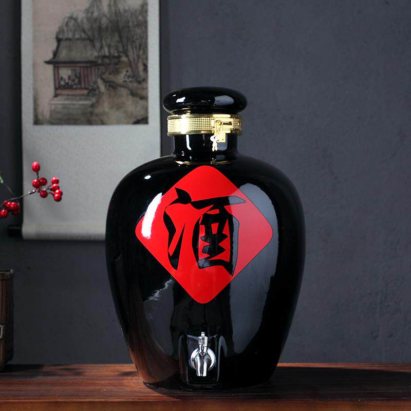 景德镇陶瓷酒坛酒瓶1斤2斤3斤5斤10斤装陶瓷酒坛子密封黑釉酒具壶