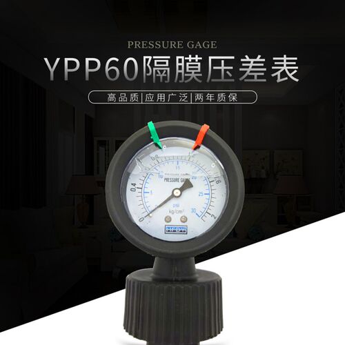 YPP60全塑单面隔膜压力表耐腐蚀耐酸碱内螺纹1/2杭州东亚仪表HFDY
