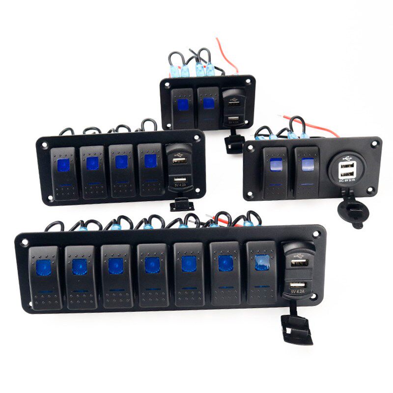 USB快充指示灯面板12V20A改装开关 房车游艇汽车开关