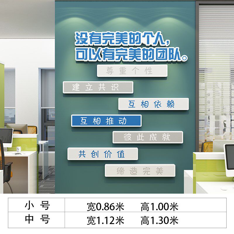 办公室司墙面装饰布置企业文化墙贴纸团队协作同凝聚力标语录背景