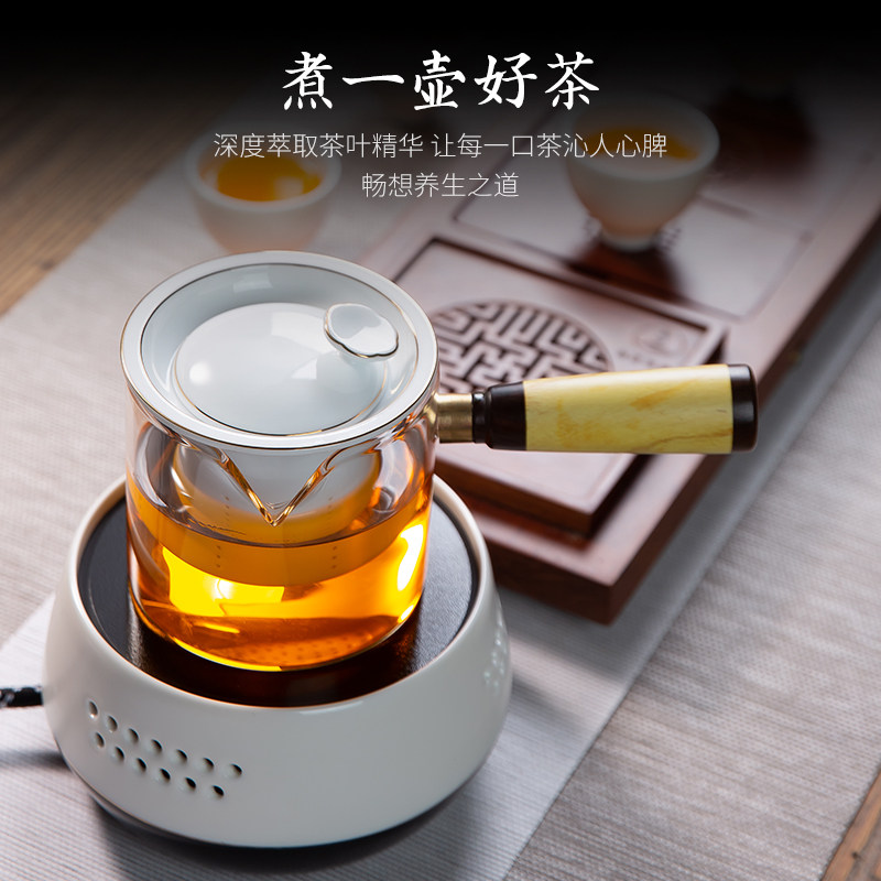 电陶炉煮茶器套装陶瓷过滤内胆侧把玻璃煮茶壶家用泡茶壶煮茶炉