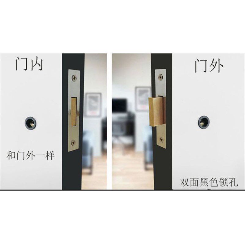 防盗微型锁孔隐形门锁单面双面带钥匙隐藏暗藏密室暗门平贴白色锁
