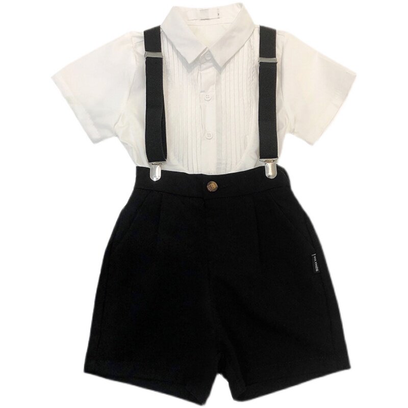男童礼服背带儿童西装套装夏宝宝周岁宴生日男孩表演服花童小西装