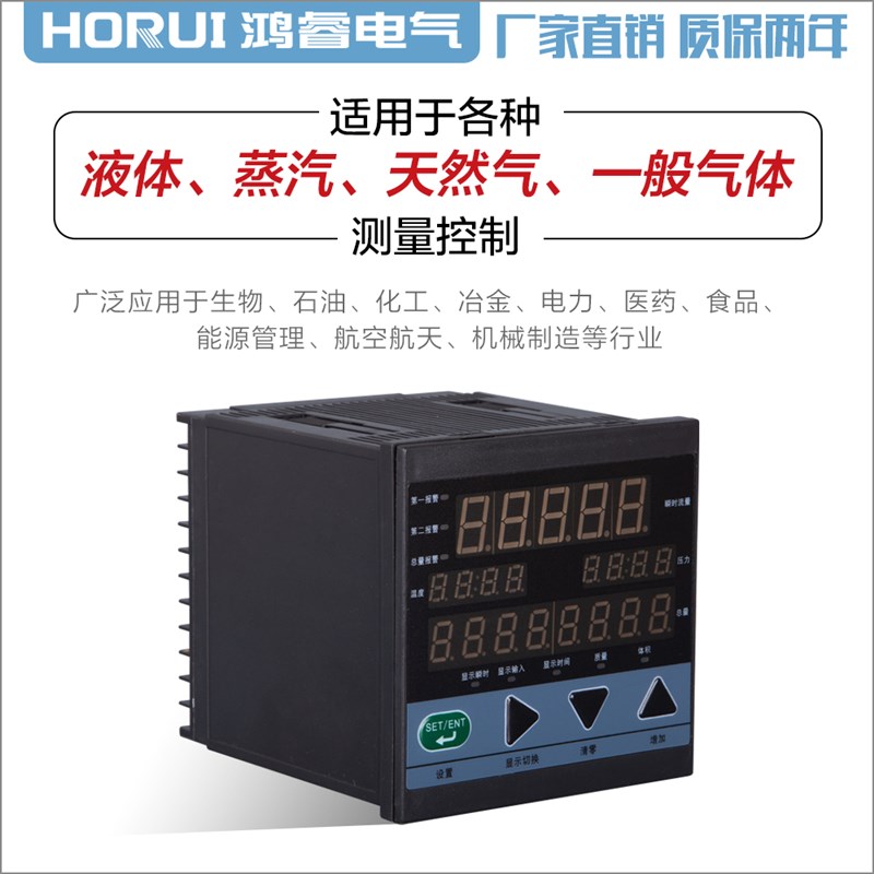 智能流量积算仪温度压力补偿液体蒸汽天然气测量仪RS485多分度号
