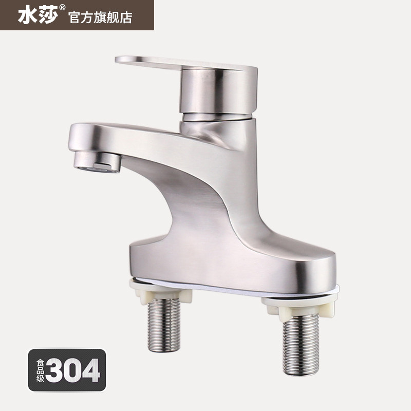 304不锈钢冷热水龙头 老式洗面单把双孔三孔脸盆台盆洗手盆水龙头