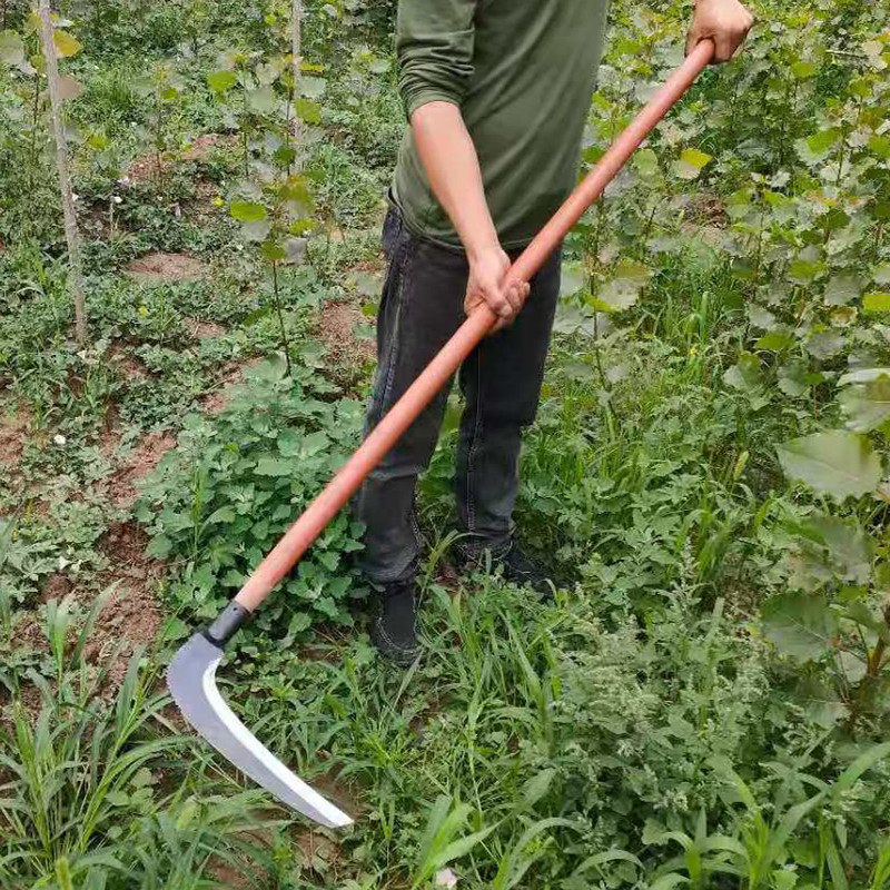 开荒割草刀镰刀长把农用大杉镰加钢户外神器草原加长柄除草牧草