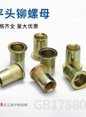拉铆螺母平头柱纹铆螺母拉帽彩锌拉铆螺母M3/M4/M5/M6/M8/M10/M12