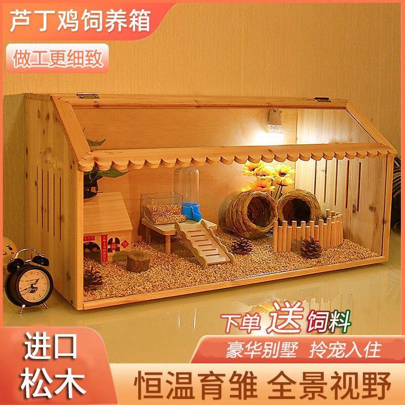 芦丁鸡饲养箱全套造景豪华别墅房子专用保温卢丁鸡宠物窝仓鼠笼子