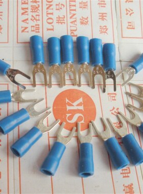 蓝色叉形预绝缘端头SV1.25-3接线端子.冷压接线端头1元/10个