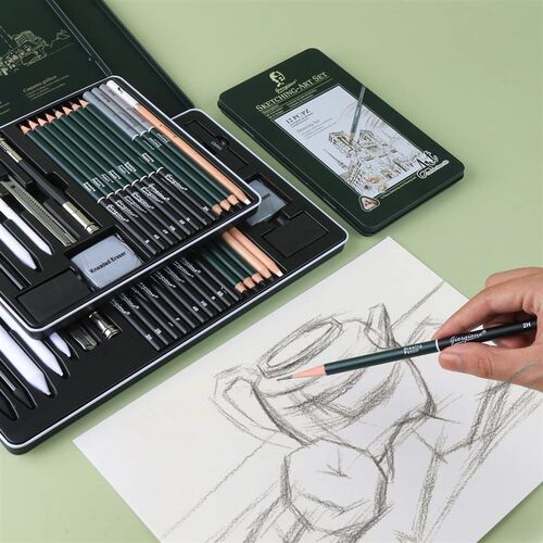 乔尔乔内素描铅笔工具套装美术生专用炭笔速写素描笔铁盒装初学者