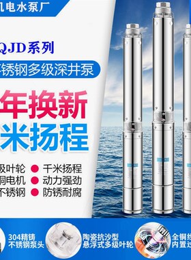 德国进口潜水泵220v深井水泵深井泵不锈钢高扬程高压水泵农用深水