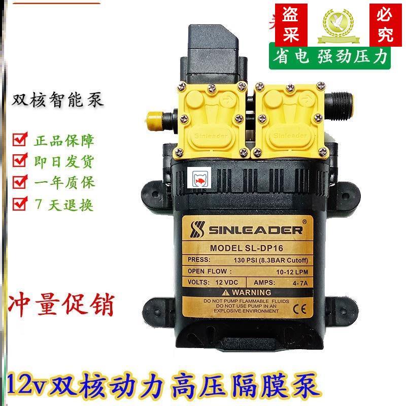 12v双核泵动力水泵大功率农用电动喷雾器2双泵高压打药机隔膜水泵