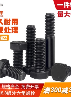 8.8级外六角螺丝 发黑高强度加长外六角螺栓螺钉M16/M18/M20/M22