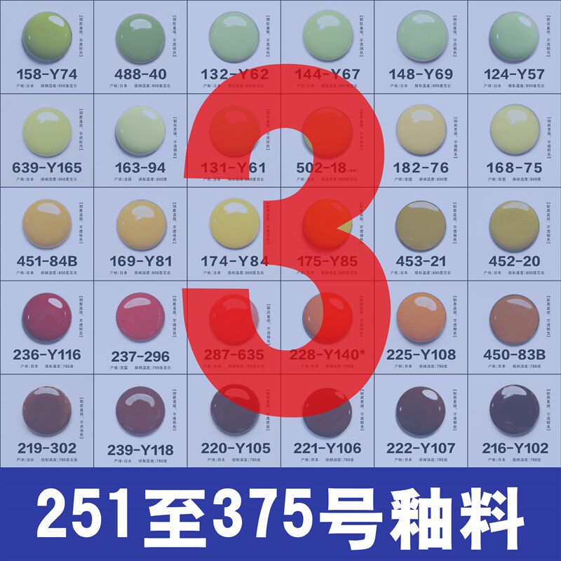 【3号链接】251至375号日本+法国进口釉料七宝烧珐琅釉料30g
