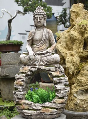 新款佛像禅意工艺品户外草坪花园风格庭院阳台装饰摆件造景花盆