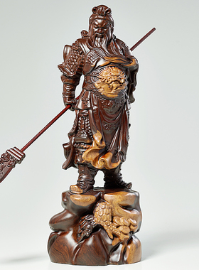 黑檀木雕武圣关公摆件2022新款实木质武财神关二爷关羽办公室供奉