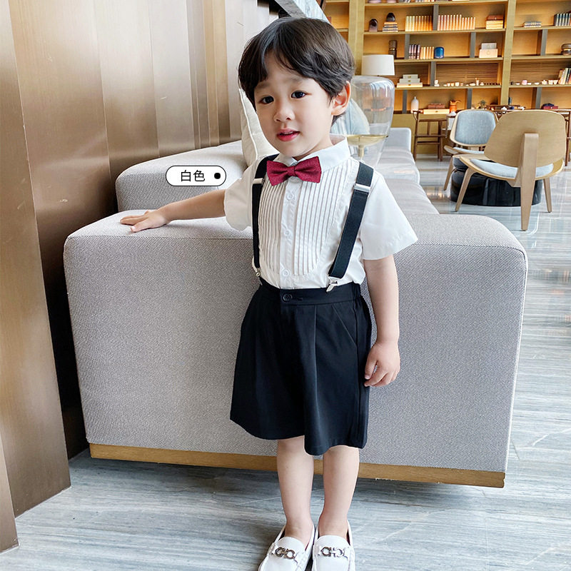 男童西装套装夏季儿童礼服英伦风小孩周岁生日西服马甲短袖小主持