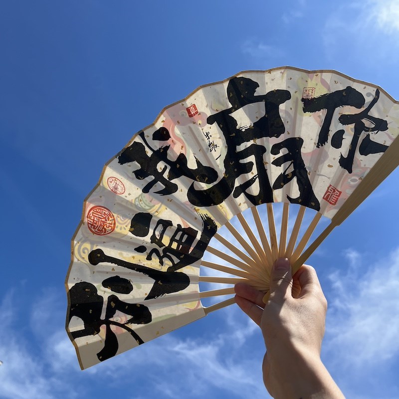 朱敬一书法扇子中国风折扇夏季便携中式8寸宣纸扇别逼我扇你