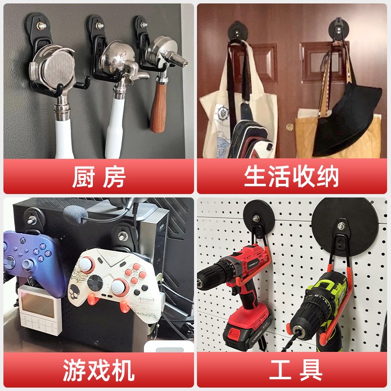 包胶强磁挂钩免打孔吸钩强力吸铁石磁吸挂架冰箱工具收纳磁铁挂钩