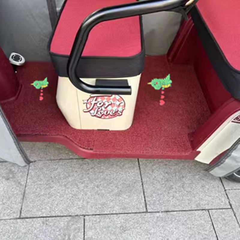 适用宝岛C18电动三轮车专用脚垫皮革防水脚踩垫丝圈踏板垫座套