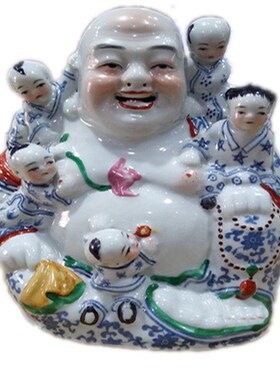 五子登科景德镇陶瓷摆件五子佛笑口弥勒佛多子佛客厅摆设工艺品