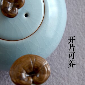 林家瓷堂汝窑茶壶单壶创意灵芝茶壶陶瓷功夫茶具泡茶器家用小茶壶
