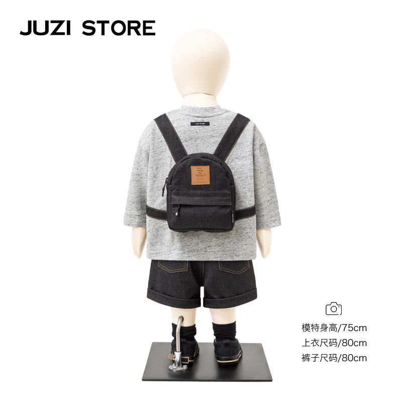 JUZI STORE童装春夏针织牛仔书包上装中袖T恤中性男童女童1133101