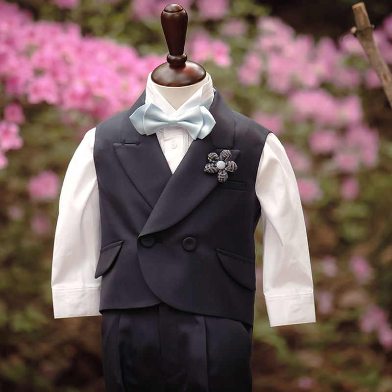 儿童西装套装男童礼服三件套英伦外套宝宝西服男宝宝花童周岁生日