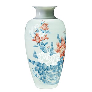 景德镇陶瓷花瓶新中式家居客厅办公室装饰品大号薄胎玲珑瓷器摆件