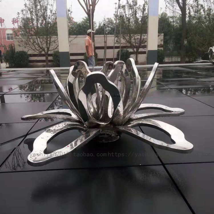镜面不锈钢金属铁艺莲花牡丹玫瑰雕塑厂家定制订做水池水景装置品