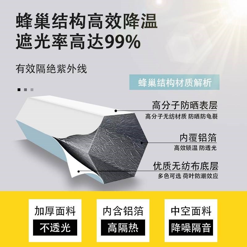 阳光房遮阳顶帘电动蜂巢q帘天窗全遮光玻璃房顶天棚帘阳台防晒隔