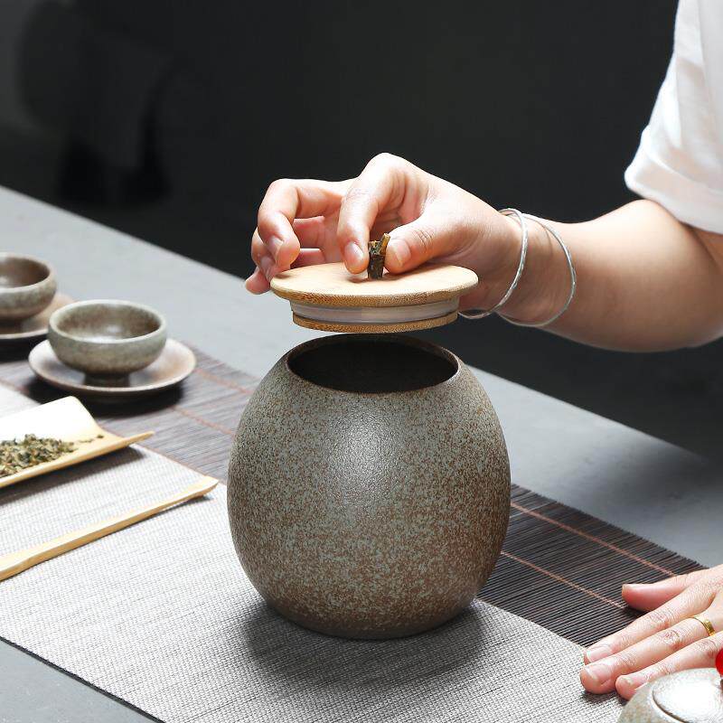 友尚茶具粗陶茶叶罐陶瓷醒茶罐密封储蓄罐红茶绿茶大号普洱茶罐子
