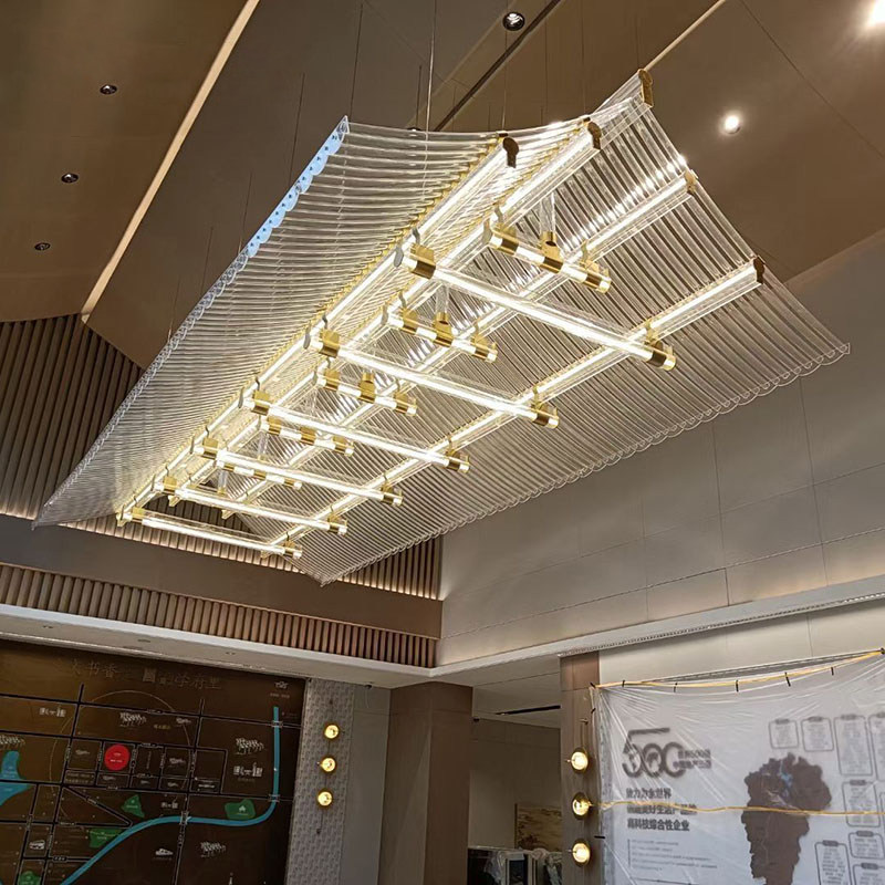 售楼部沙盘酒店大堂宴会厅餐饮大厅创意玻璃艺术吊灯屋檐房子造型