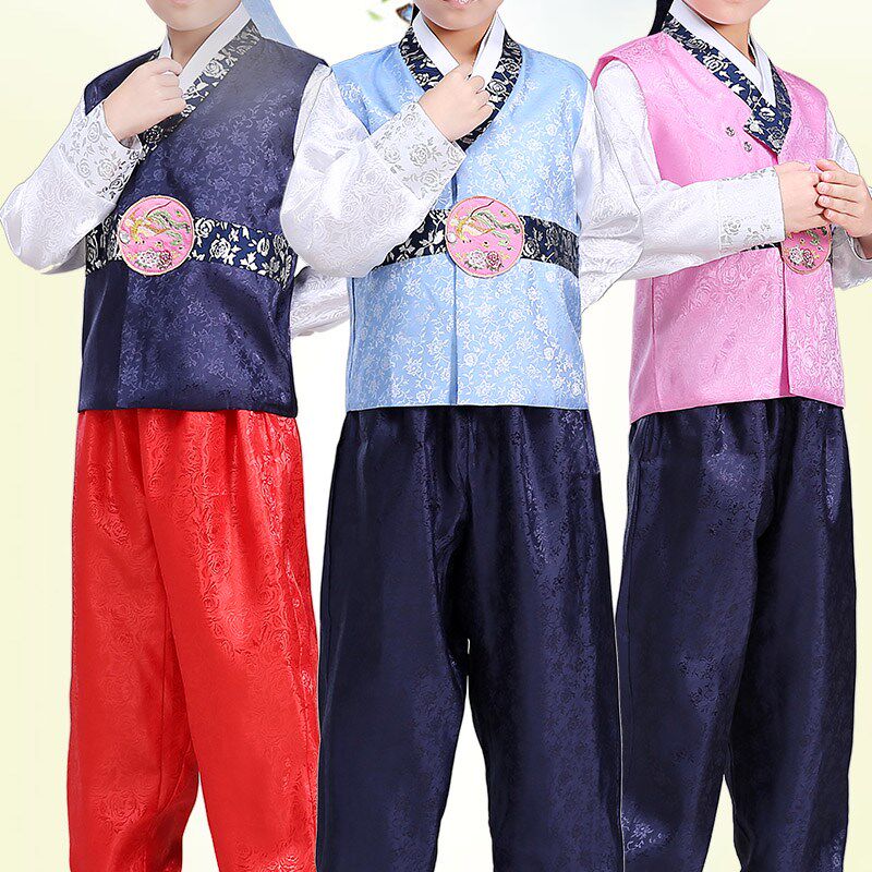 韩国古装韩服男孩童少数民族万圣节儿童舞蹈舞台表演出服长袖套装